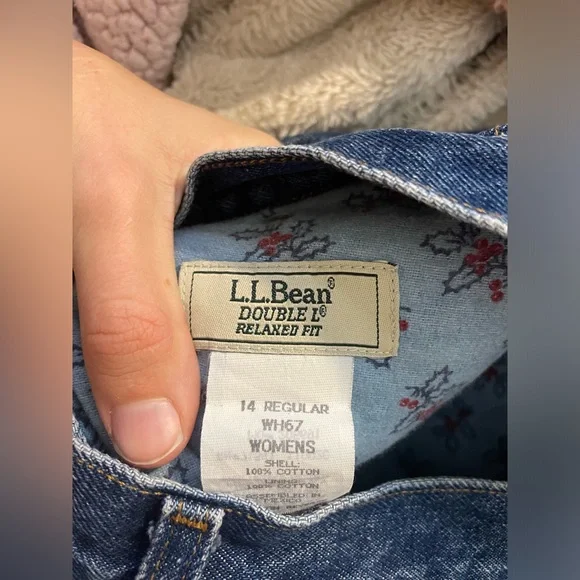 EUC Vintage L.L. Bean Double Fleece Lined Straight Leg Denim Jeans - Picture 3 of 7